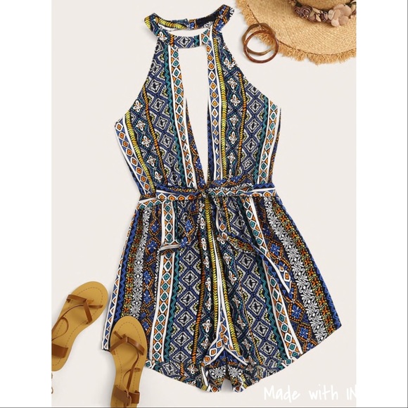 Pants - 1 Day Sale❗️✨Tribal  Halter neck open back Romper